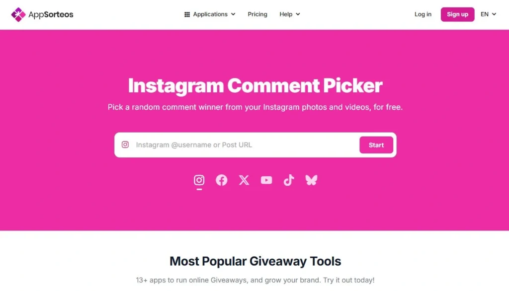5 سایت قرعه کشی اینستاگرام appsorteos